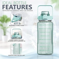 TORCHIT Set of 3 Transparent Water Bottle 2000ML, 900ML, 300ML with Motivational Time Marker, Leakproof Durable Sipper Water bottle for office, School, gym (PURPAL)