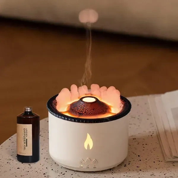 ZUMIE Ultrasonic Volcano Flame Humidifier Original Flame Diffuser Volcano Lamp Aroma Diffuser For Essential Oils Diffusers, Small Fireplace Humidifier Fire Oil Diffuse For Home Large Room Kids Bedroom