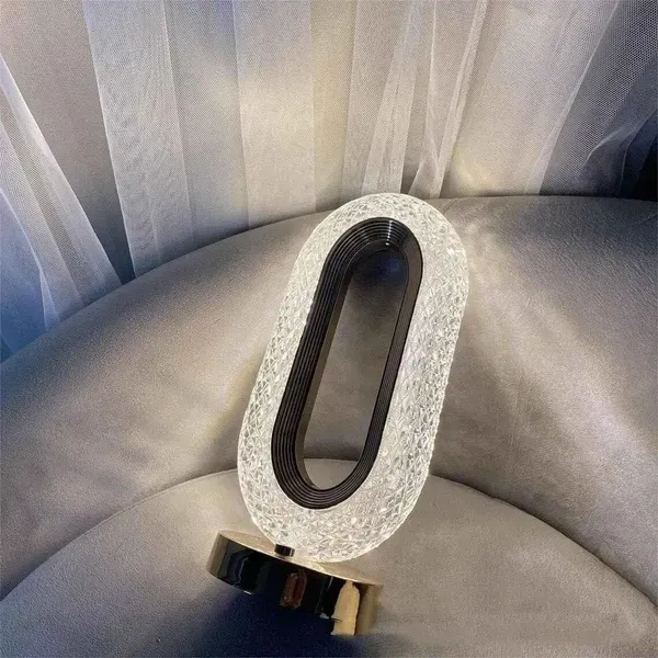 Claritycart New Oval Shape Crystal Lamp | Cordless Luxury Comes with Touch Control, USB Rechargeable &Decoration for Home, Bedroom, Living, Room, Party, Restaurant (Gold