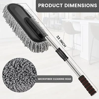 AllExtreme Soft Microfiber Car Duster Brush with Extendable Handle Wet & Dry Scratch Free Surface Cleaner Multipurpose Kitchen Accessory for Dusting Cleaning (Grey, Pack of 1)