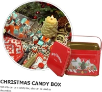Domensi 24 Pcs Christmas Cookie Tins with Lids Square Candy Metal Cookie Tins Empty Retro Xmas Metal Gift Box Large Capacity Xmas Tin Containers for Holiday Storing Cookies Candies Treat (square)