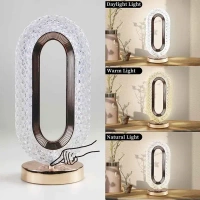 Claritycart New Oval Shape Crystal Lamp | Cordless Luxury Comes with Touch Control, USB Rechargeable &Decoration for Home, Bedroom, Living, Room, Party, Restaurant (Gold