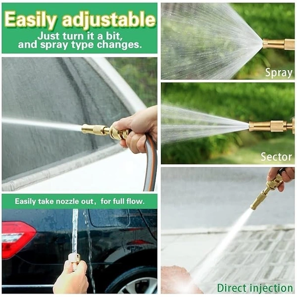 Rewup Pressure Water Spray Gun Nozzle Car Bike Washing Nozzle Water Pressure Booster Brass Nozzle Suitable For 1/2 Nozzles Hose Pipe Clean Shave Car/- (Golden)
