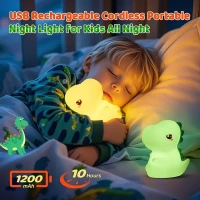 One Fire Dinosaur Night Light for Kids, 16 Color Changing Kids Night Light, Silicone Dinosaur Room Decor for Boys Night Light, Portable Battery Baby Night Light Dinosaur Lamp, Cute Lamp Dinosaur Gifts