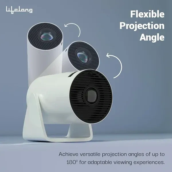 Lightbeam Smart Projector for Home 4K Support, Native 720p HD Resolution, 2500 Lumen, Rotabable Design, Speaker, Android 11 with Built-in Apps (Netflix, Prime, Youtube) WiFi, 100''Max Display