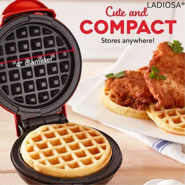 Mini Waffle Maker Machine 3 In 1 Waffle Iron Home Appliances Kitchen Easy To Clean, 4 Inch, Perfect For Breakfast,Dessert, Sandwich, Pan Cakes, Other Snacks - 350 Watts (Multicolored)