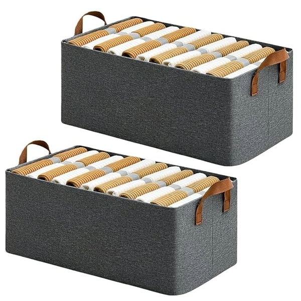 Innovative Mart 26L Foldable Storage Box with Handle Rectangle Wardrobe Storage Baskets Fabric Closet Storage Box for Jeans, Bra, Panty, Tshirts and Saree