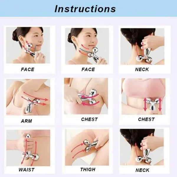 Dealsure 3D Manual Roller Massager 360 Rotate Roller Face Body Massager For Skin Lifting, Wrinkle Remover and Facial Massage, Relaxation and Skin Tightening Tool For Uni- Sex(Silver Color)