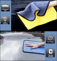 Auto Hub Heavy Microfiber Cloth for Car Cleaning and Detailing, Double Sided, Extra Thick Plush Microfiber Cloth, Lint-Free, 800 GSM (Size 40cm x 40cm)/Pack of 3, Color: Blue, Yellow, Green