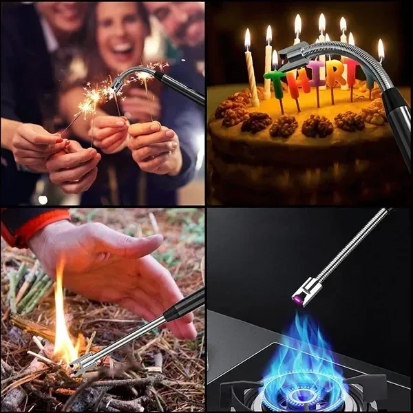 Electric Lighter for Candles Rechargeable Electric Gas Lighter Home Use Candle Lighter Plasma Flameless Windproof USB Lighter 360° Flexible Neck Arc Lighter (Multicolor)