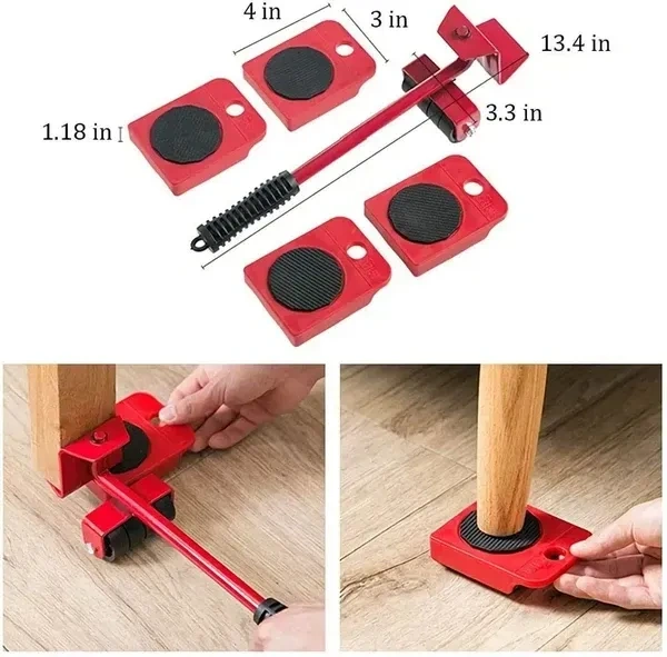 SHAYONAM Furniture Lifter Mover Tool Set Heavy Duty Furniture Lifter Mover Tool Set, Furniture Moving Roller Wheel Set for Washing Machines, Fridge,Sofa, Wardrobes Adjustable Height/*-