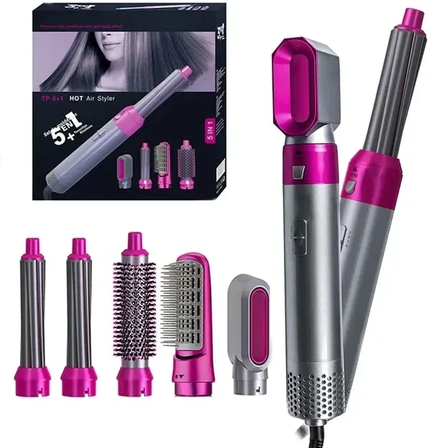 5 in 1 Hot Air Styler Hair Dryer Comb Multifunctional Styling Tool for Curly Hair Machine for Straightening Curling Drying Combing Scalp Massage Styling (Multicolor Pack of 1)