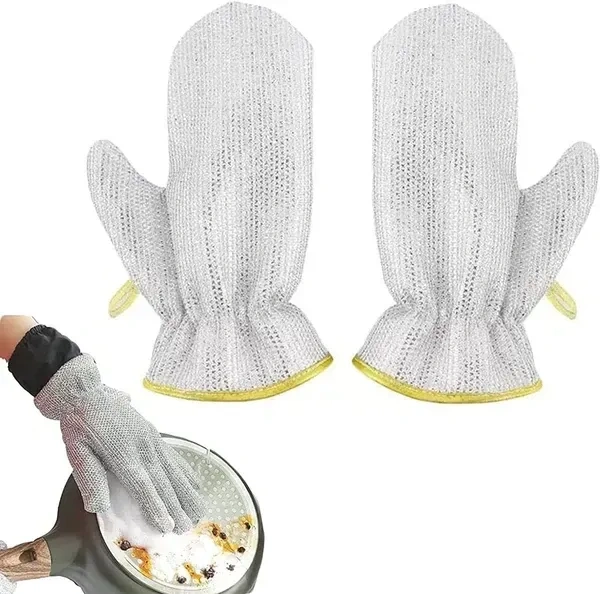 R.O.H.C steel Wired Dishwashing Gloves - Gloves for Washing Utensils, Hand Gloves for Dish Washing, Durable Gloves for Cleaning, Multi-Purpose Cleaning Gloves for Bathroom Tiles one pair