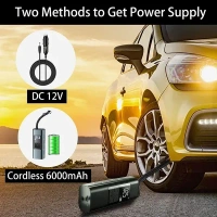 Portable Tyre Inflator Air Compressor Rechargeable DC12V 6000mAh Mini Electric Air Pump for Car, 140PSI Auto-Off Tyre Pump with Pressure Gauge for Motorcycle Bicycle Balls, Power Bank, LED Light