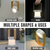 Table Lamp for Bedroom, 3 Way Dimmable Touch Lamp Night Light Table Lamp Folding USB Light Camping Lantern, Desk Lamps for Home Office Reading Light