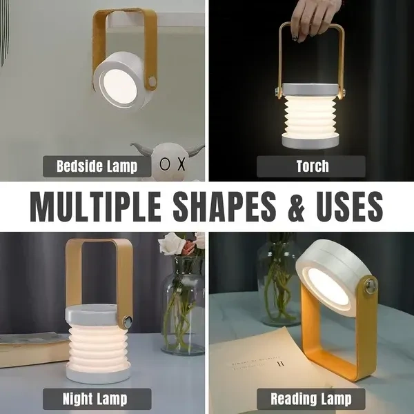 Table Lamp for Bedroom, 3 Way Dimmable Touch Lamp Night Light Table Lamp Folding USB Light Camping Lantern, Desk Lamps for Home Office Reading Light