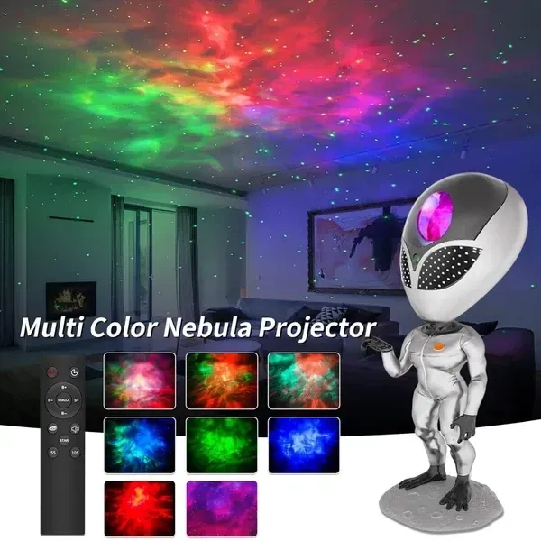 Galox Talking Alien Galaxy Night Light Projector with Timer and Remote & Repeat What You Say Projector Light (Silver)