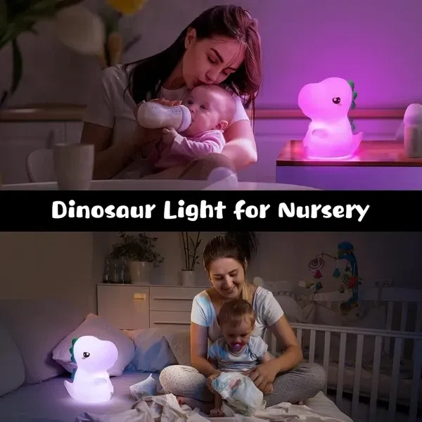 One Fire Dinosaur Night Light for Kids, 16 Color Changing Kids Night Light, Silicone Dinosaur Room Decor for Boys Night Light, Portable Battery Baby Night Light Dinosaur Lamp, Cute Lamp Dinosaur Gifts