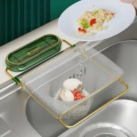 Kitchen Sink Food Waste Collector Mesh Collapsible Drainer Foldable Design Sink Strainer with 50 Filter Net Mesh Bag Hanging Net Drain Basket Leftovers Soup Sink GarbageStorage Rack Holder