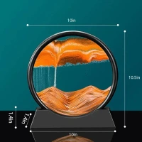 7inch Moving Sand Art Picture Glass Liquid Painting 3D Natural Landscape showpieces for Home Decor Antique Gifts for Kids Office Desktop Decoration
