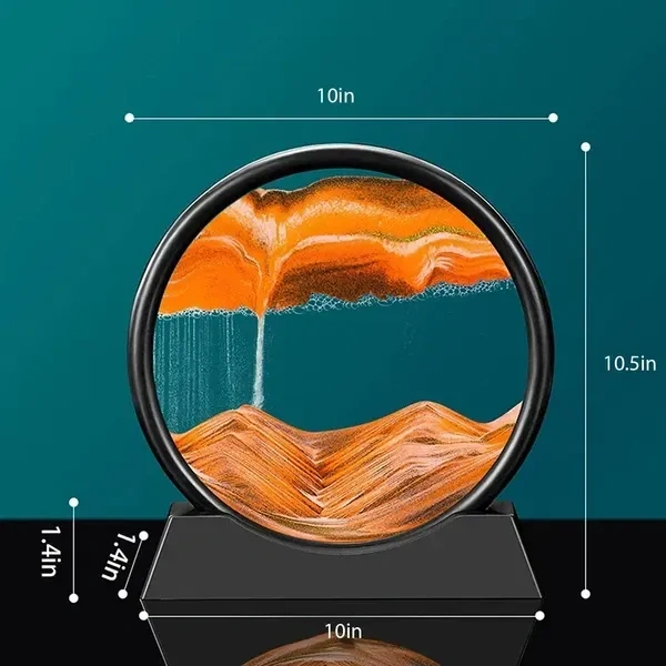 7inch Moving Sand Art Picture Glass Liquid Painting 3D Natural Landscape showpieces for Home Decor Antique Gifts for Kids Office Desktop Decoration