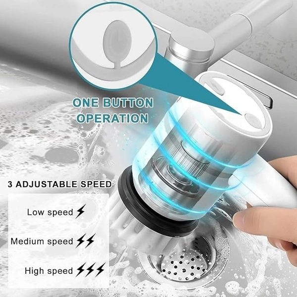 UCRAVO 5 in 1 Magic Brush, Electric Spin Scrubber, Handheld Wireless Electric Cleaning Brush Kitchen Dishwashing Brush Bathroom Sink Tile Electric Brush Pot Artifact, Cleaning Supplies, Household