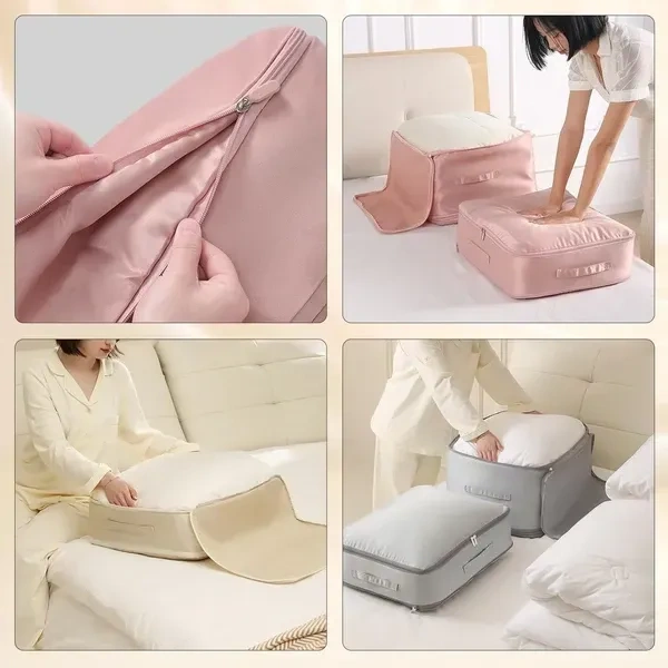 Ultra Space Saving Self Compression Organizer, Bedroom Clothes Storage Bags with Zipper, Space Saving Self Compression Organizer, Heavy Duty Moving Bags (Multi)
