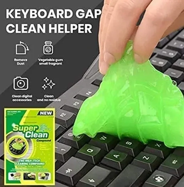 Super Clean Magic Gel Cleaner for Car Interior Dust Cleaner for Keyboard Computer Laptop Home & Office Window Grill Electronics Cleaning Gel in Pouch (Pack of 1)