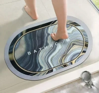 Vivaa's™️ Multicolour Anti-Skid Water Soaking Bathroom Print Door,Oval Floor Bath Mat, Soft Quick Dry Water Absorbent Mat for Home Office 40X60Cm. (1)