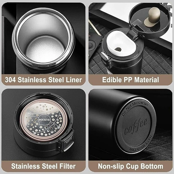 AADCART Travel Mug, Insulated Coffee Cup with Leakproof Lid, Vacuum Insulation Stainless Steel Reusable for Hot Cold Coffee, Water and Tea, Non-Slip Protective Cover, 500 ML - (Multi Color)