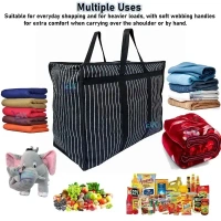EVK® Multipurpose Extra Large Big Bag Heavy Duty Storage Organizer Reusable Canvas Shopper Bag with Strong Handles Jhola and Base with Covers Zip Jumbo Bag