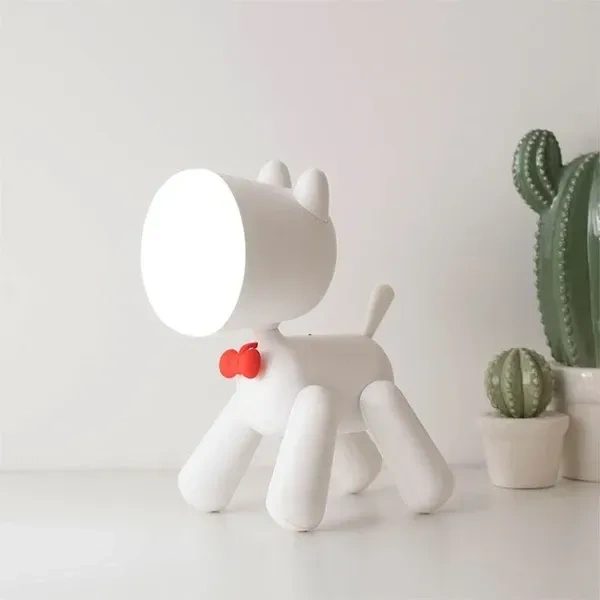 Smartsters Rechargeable Cordless Led Night Light for Kids | Bed and Table Lamp | 2 Brightness Level | Toggle Switch on Tail | Woof Woof | Frosty White