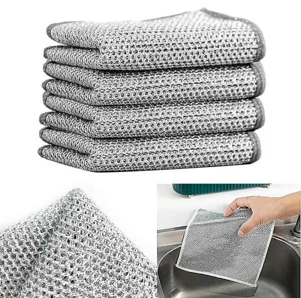 STEELUSTER Stainless Steel Double Layer Scrubber – Premium Heavy-Duty Cleaning Pad, Non-Scratch Design for Kitchen Utensils - Rust and Corrosion Resistant, Efficient Scrubbing Power (Pack of 10)