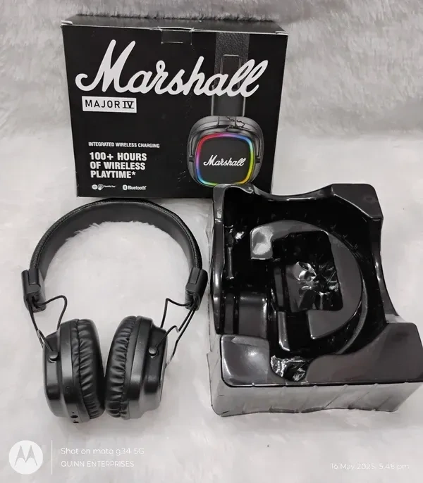Major IV Wireless On-Ear Headphones with 80+ Hours of Playtime, Multi-Dimensional Control Knob, Wireless Charging- Black