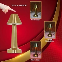 Touch Table Lamp, Metal Golden Finish, Bedroom Side Desk Light