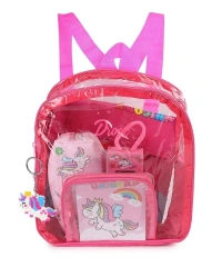 Clear Bag Stationery Kit | Combination of 12 Stationery Items | Travel Friendly Back Pack Bag | Ideal for Kids Gifting