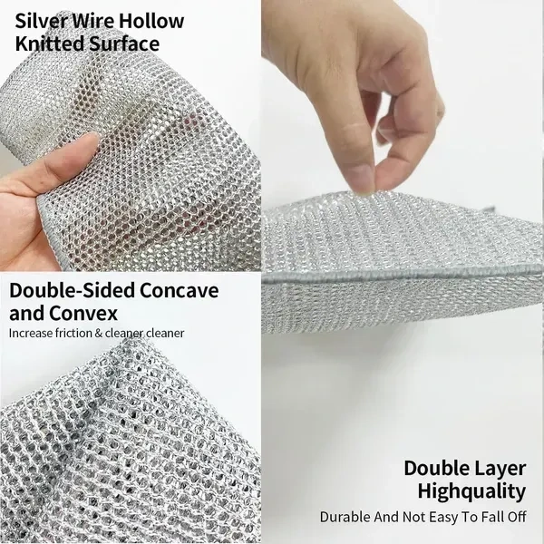 STEELUSTER Stainless Steel Double Layer Scrubber – Premium Heavy-Duty Cleaning Pad, Non-Scratch Design for Kitchen Utensils - Rust and Corrosion Resistant, Efficient Scrubbing Power (Pack of 10)