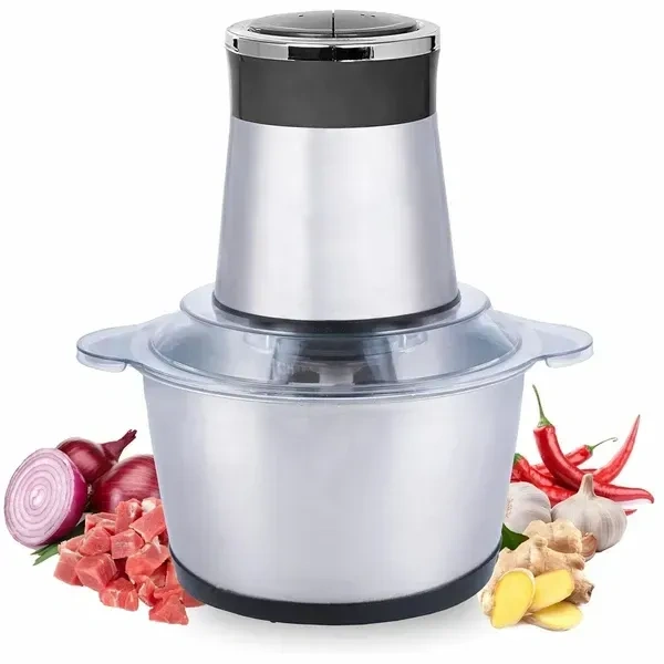 PRSVIKE Electric Chopper, Meat Grinders with Stainless Steel Bowl Heavy 700W Motor - 2 Speed Modes for Kitchen Food Processor, Meat, Vegetables, Onion, Mince (Electric, 2 Liter)