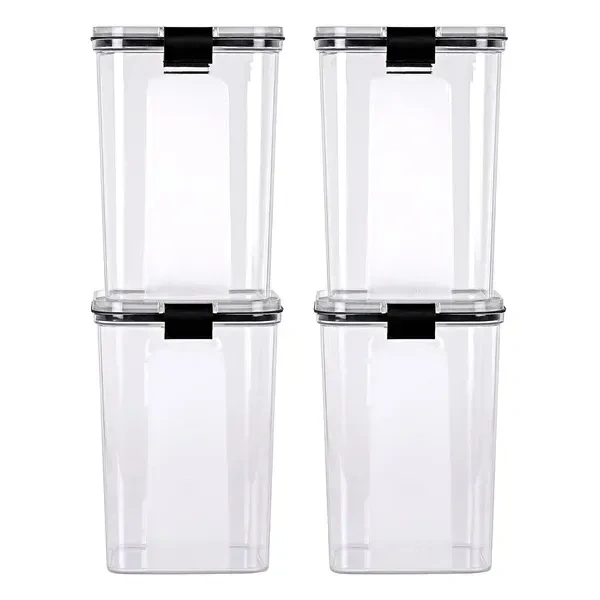 Haven&Hearth Airtight Kitchen Storage Container Set with Lock, 1100ml Square Plastic Jars, BPA-Free, Unbreakable Pantry Organizers for Dry Food, Snacks & Spices – Stackable, Transparent, Set of 6