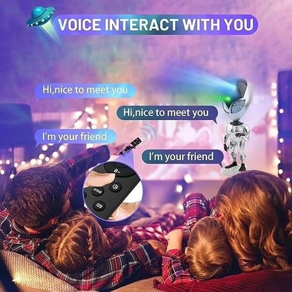 Galox Talking Alien Galaxy Night Light Projector with Timer and Remote & Repeat What You Say Projector Light (Silver)