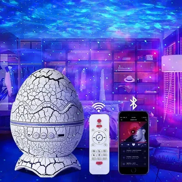 ELEPHANTBOAT® 2 in 1 Star Projector Light Music Speaker Creative Dinosaur Egg Galaxy Star Projector Bluetooth Starry Light with Preset White Noise Galaxy Star Projector, Support Timer & Remote Control