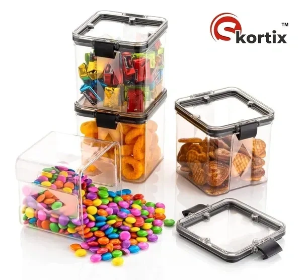 GOLWYN Air Tight Containers For Kitchen Storage Set, Fridge Storage Boxes, Kitchen Containers Set (700 Ml Set Of 4)(Plastic), Transparent
