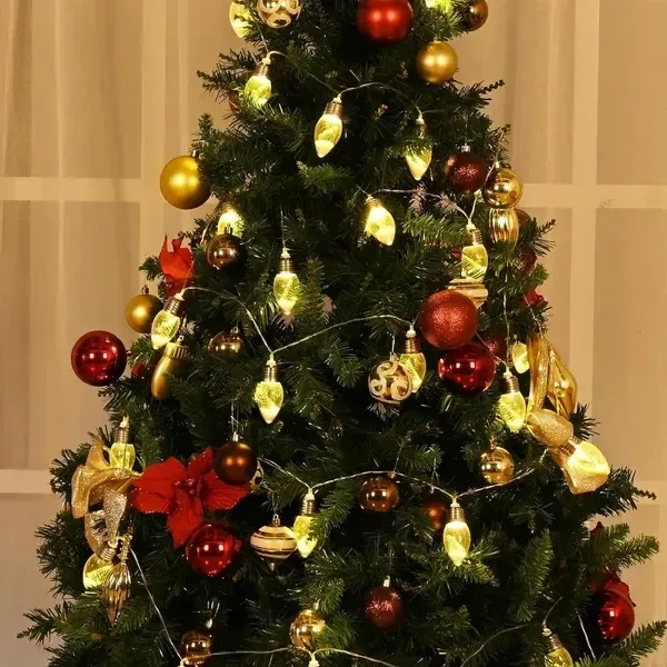 Christmas Tree Snow Globe String Lights, 10 LED Clear Bulbs Christmas Tree String Lights