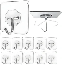 Wall Hooks for Hanging Strong Hook for Wall Hanging Hook Without Drill Self Adhesive Hooks for Wall Heavy Duty Wall Stick Hook Wall Hanger Hook