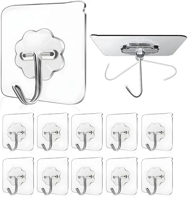 Wall Hooks for Hanging Strong Hook for Wall Hanging Hook Without Drill Self Adhesive Hooks for Wall Heavy Duty Wall Stick Hook Wall Hanger Hook
