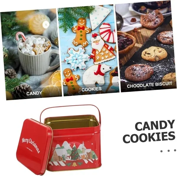 Domensi 24 Pcs Christmas Cookie Tins with Lids Square Candy Metal Cookie Tins Empty Retro Xmas Metal Gift Box Large Capacity Xmas Tin Containers for Holiday Storing Cookies Candies Treat (square)