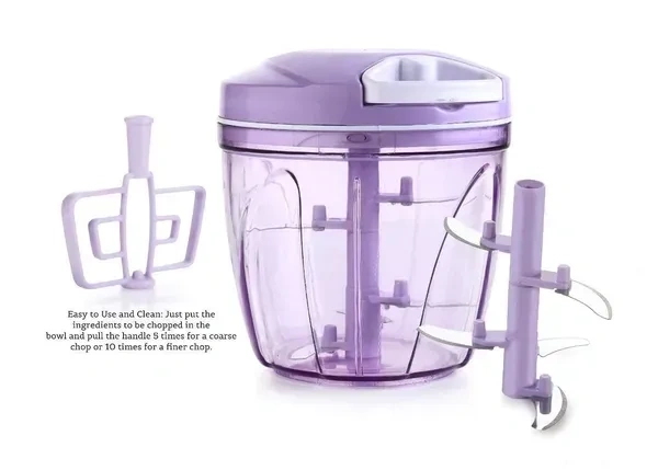 Plastic 2 in 1 Vegetable Fruit Nut Onion Handy Chopper, Meat Grinder Mixer Food Processor Slicer Shredder Salad Maker Tools (900ml, XL, Multicolour)