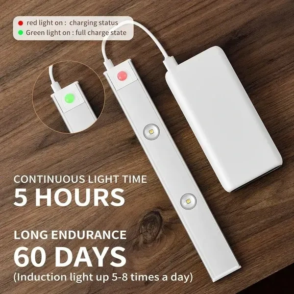 MERTTURM® Motion Sensor Cabinet Mood Light, 60cm Wireless Closet Light, 1500mAh Rechargeable Dimmable LED Light Bar with 3 Light Colors, Magnetic Install for Kitchen Wardrobe Cupboard(1800K-6500K) Visit the MERTTURM Store