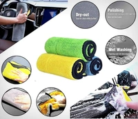 Auto Hub Heavy Microfiber Cloth for Car Cleaning and Detailing, Double Sided, Extra Thick Plush Microfiber Cloth, Lint-Free, 800 GSM (Size 40cm x 40cm)/Pack of 3, Color: Blue, Yellow, Green