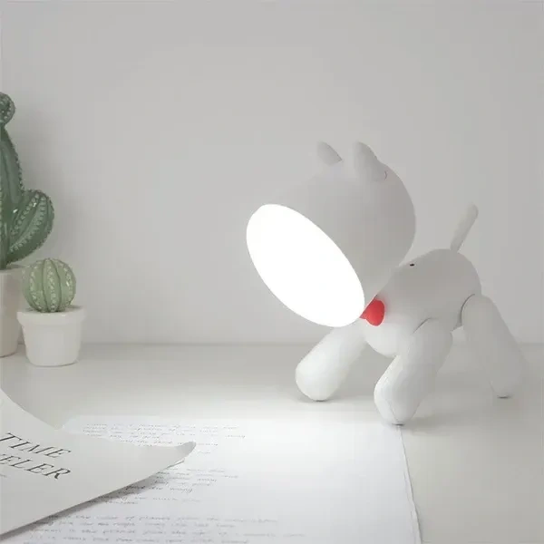 Smartsters Rechargeable Cordless Led Night Light for Kids | Bed and Table Lamp | 2 Brightness Level | Toggle Switch on Tail | Woof Woof | Frosty White